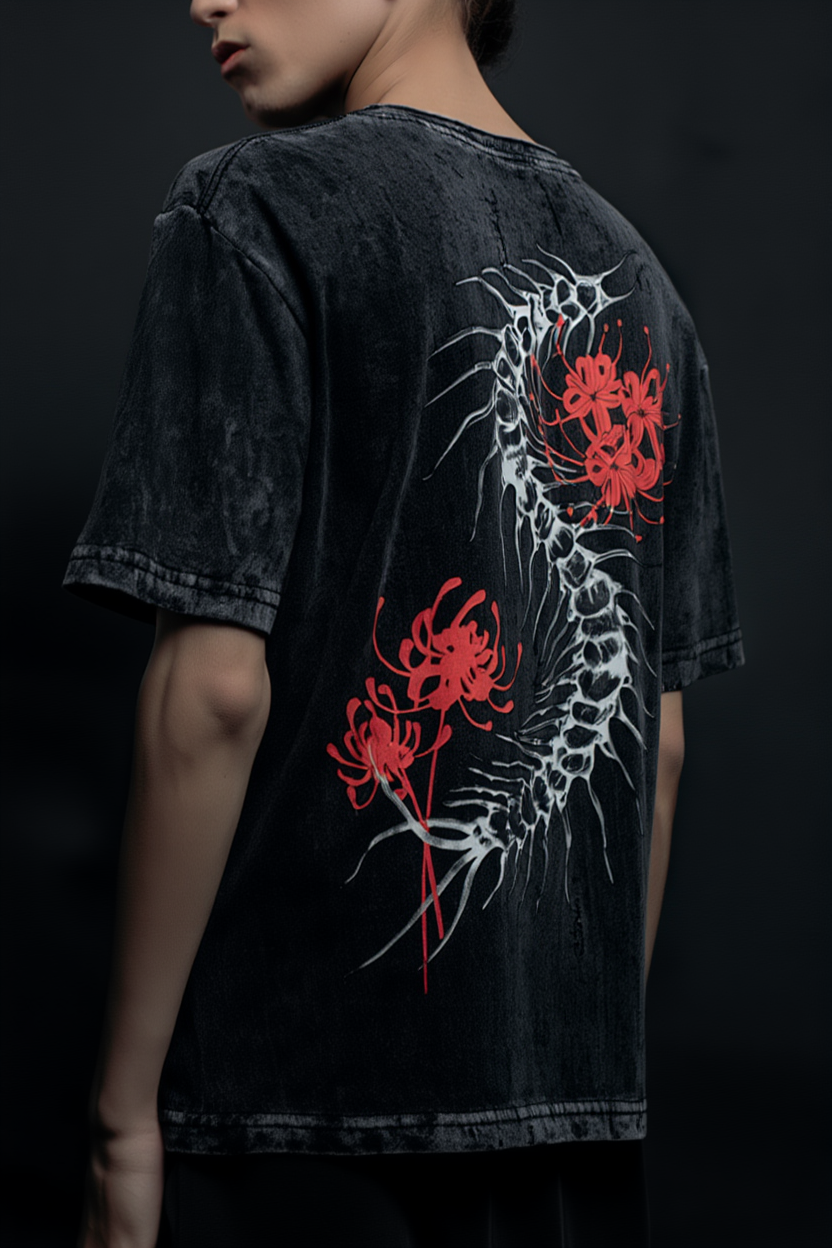 kaneki ken / Rinkaku / Tokyo Ghoul / Unisex Anime Acidwash Oversize T-shirt