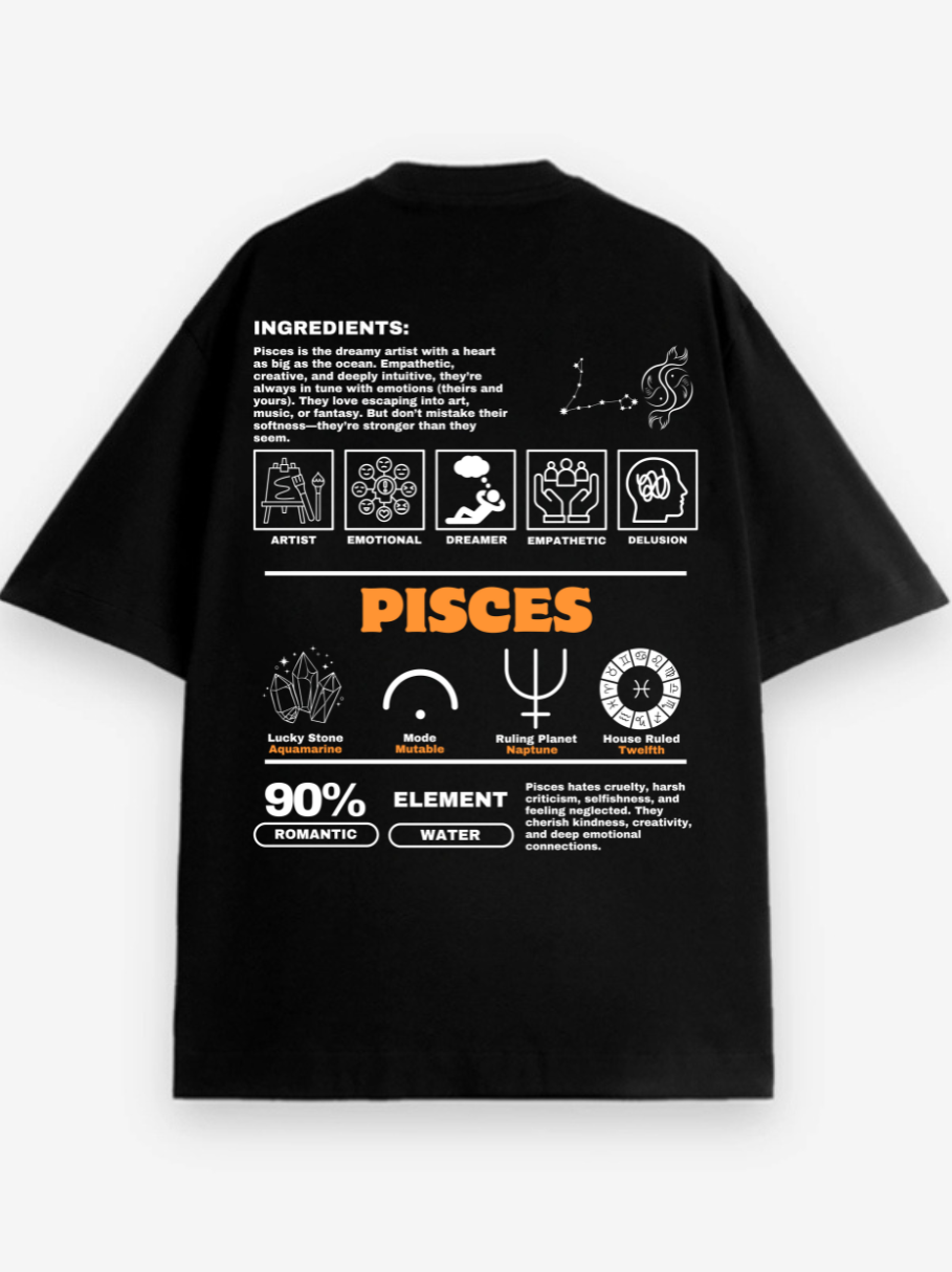 Zodiac Pisces / Unisex Oversized T-shirt