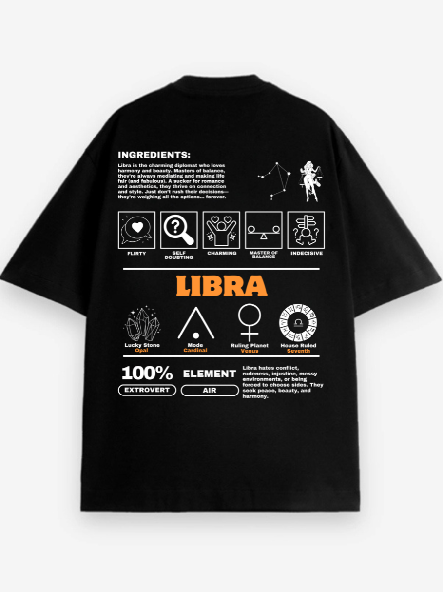 Zodiac Libra / Unisex Oversized T-shirt