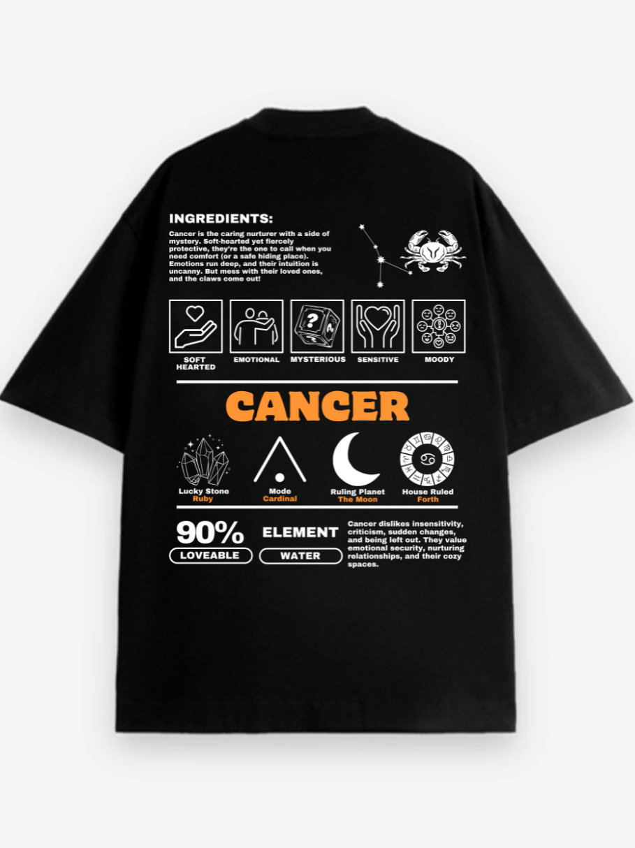 Zodiac Cancer/ Unisex Oversized T-shirt