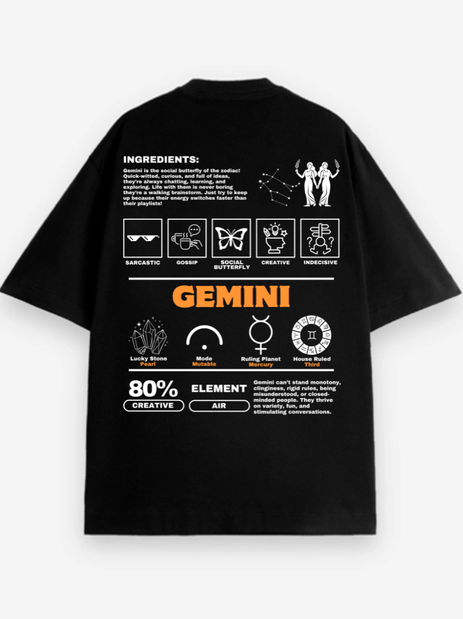 Zodiac Gemini / Unisex Oversized T-shirt