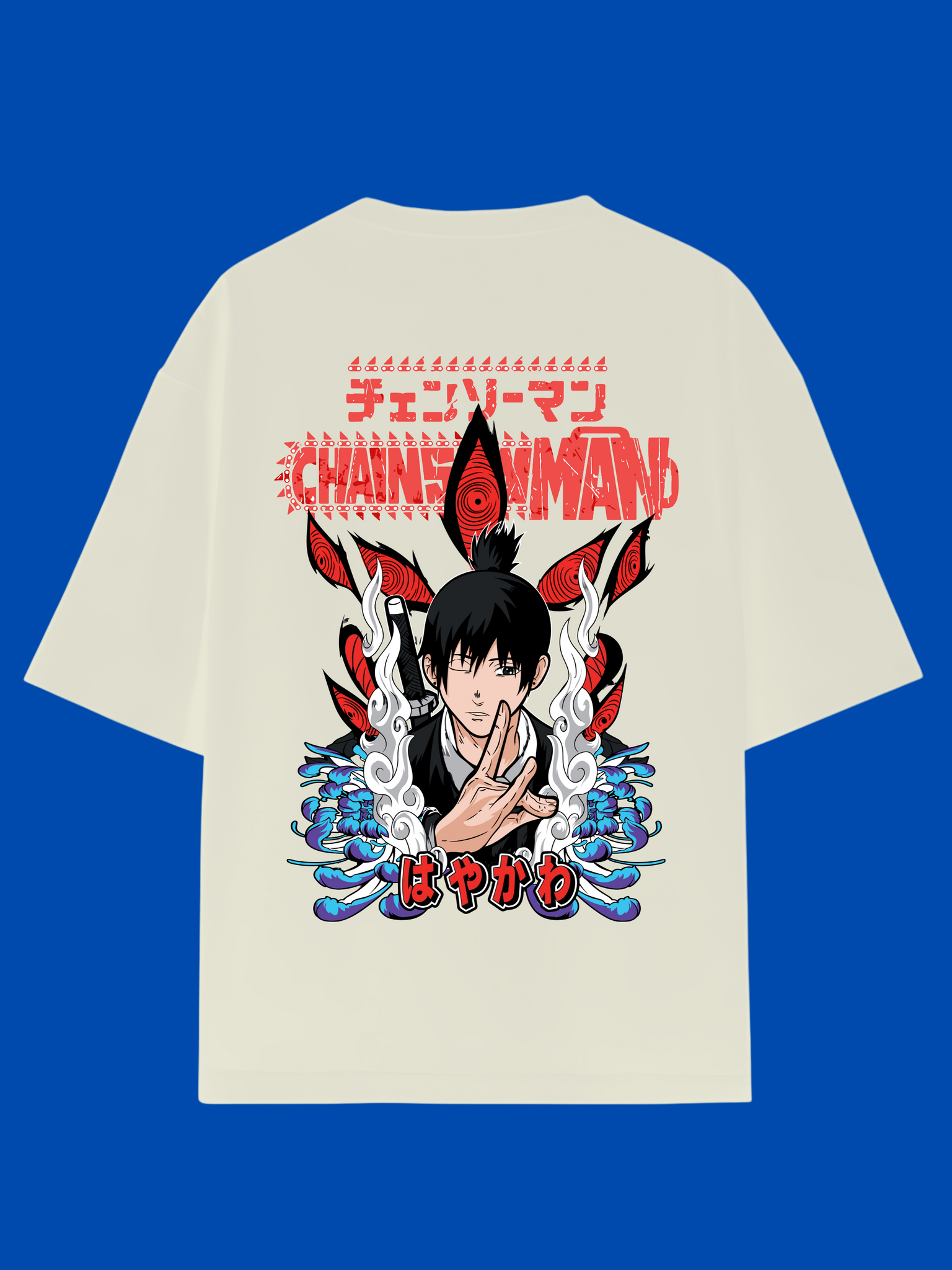 Kon X Aki Hayakawa/ Chainsaw Man/ Off White Unisex Oversize T-Shirt.