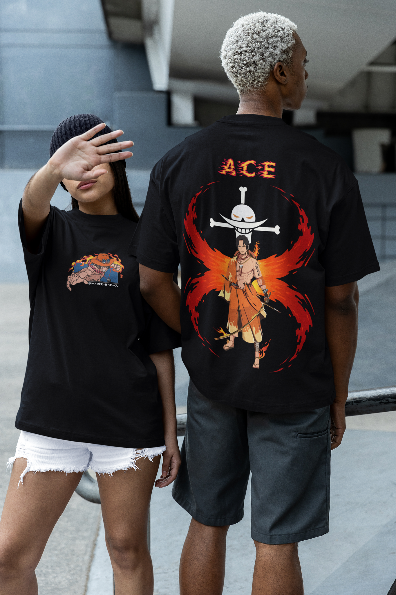 Fire fist ace / One Piece/ Unisex Anime Oversize T-Shirt