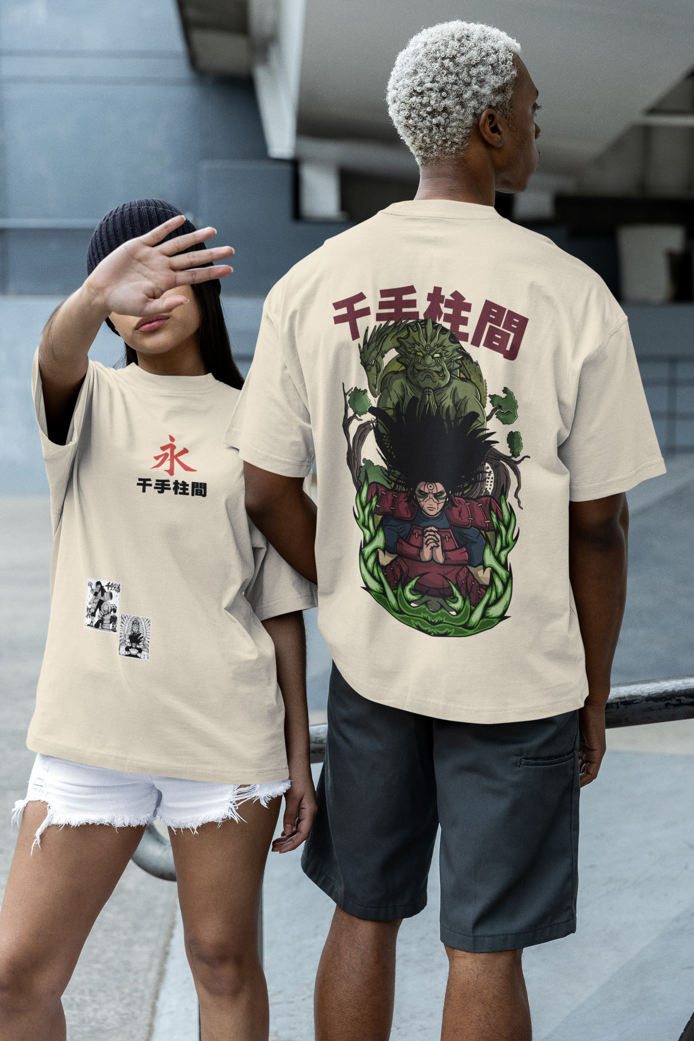 Senju Hashirama / Laughing Buddha/ Naruto / Unisex Oversize T-shirt Off White