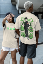 Dimple X Shigeo Kageyama / Mob Psycho 100 / Off White Unisex Oversize T-Shirt.