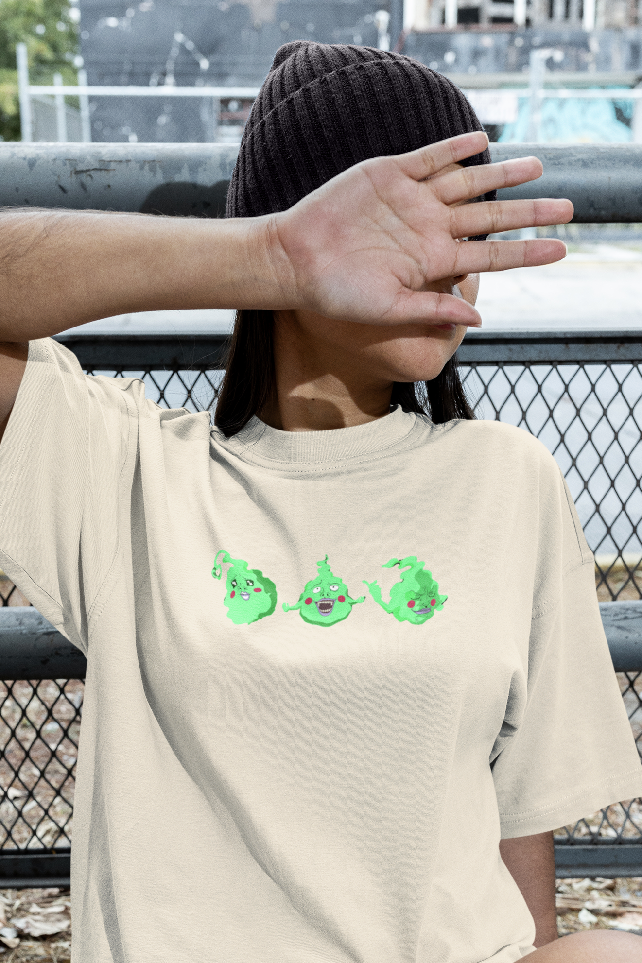 Dimple X Shigeo Kageyama / Mob Psycho 100 / Off White Unisex Oversize T-Shirt.